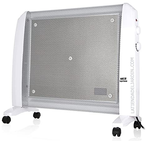 Radiador de MICA. Potencia máxima 1500W. 2 potencias de calor: 750W-1500W. Elemento calefactor mica. Rápida convección y difusión del calor. Máximo rendimiento en 1 minuto.