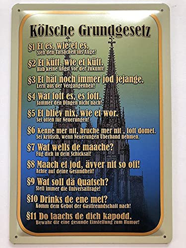 Metall Schild 20x30cm Kölsche Grundgesetz Köln Sprüche Blechschild