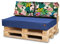 Bielik Palettenkissen 120 x 80 Set für Palettenmöbel | Wasserdicht Europaletten Sitzkissen | Palettensofa komplett besteht aus 3 Teilen in Farbe: Dunkelblau + Blumen