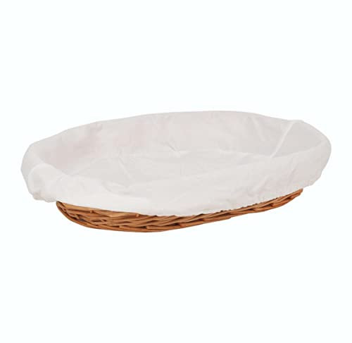 thesecrethome.es - Bandeja de Mimbre con Forro - Cesta sin Asas para Colada - Bandeja Rectangular o Ovalada - Ideal para Organizar la Ropa (Alto. 8 cm x Largo. 44 cm - Natural Ovalada)