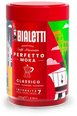 Bialetti Barattolo Caffè Macinato Perfetto Moka, 250g, Gusto Classico