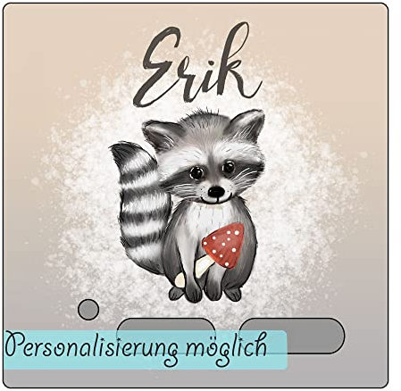 My Sweetheart® Passend für Toniebox Schutzfolie mit Namen Hochwertig Waschbär Waldtiere Tonie Figur Folie selbstklebend personalisiert ABRIEBFEST LED durchscheinend Aufkleber