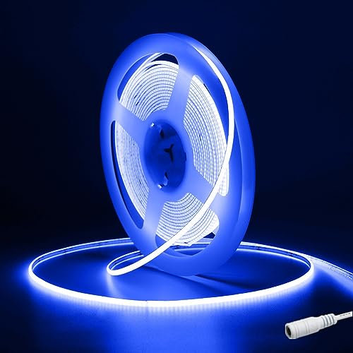 Tayire COB LED Streifen Blau, DC12V Neon Schneidbar LED Strip 5m 480LEDs/M, 2.7mm Biegbar LED Band Hohe Helligkeit LED Lichtband für für Auto FPV Raum dekoration(Netzteil Nicht Enthalten