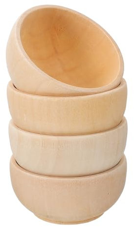HOMSFOU 8 pcs Blank Wooden Staining Hand for Mini Making Toys Playthings Office Hand-Carved Supplies Crafts DIY Unpainted Miniature Bowls Home Dishes Container Cups Painting Unfinished