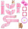 IBEQUEM 2 Hamster Röhren Set, Transparenter DIY Kreative Hamsterkäfig-Zubehör und Hamster Laufrad für Zwerg Hamster Chinchilla Ratte Gerbil Maus (Rosa)