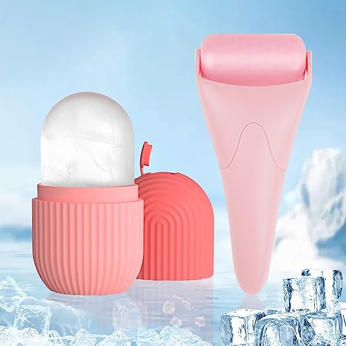 Eisroller für Gesicht und Auge, Ice Roller, Silikon Facial Eisroller, Wiederverwendbar Eisroller Gesicht Auge Massagegerät, Facial Ice Face Roller für Pore Verkleinern, Falten Aufhellen