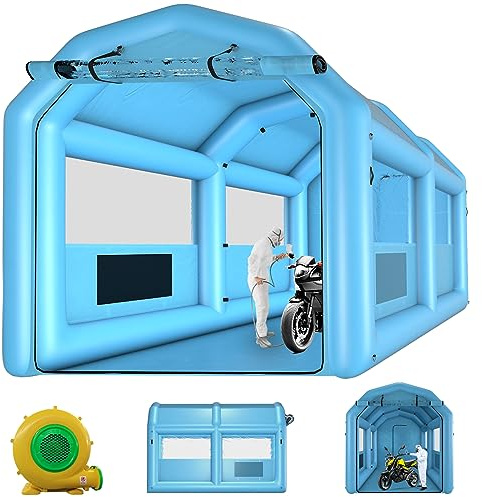 XHYCPY Inflatable Spray Booth 13.5 x 8.5 x 8.5ft Portable Inflatable Paint Booth Tent with 750W Blower for DIY Spray Car Parts Painting