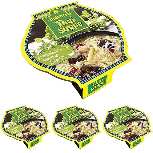 Indonesia Bowl Thai Suppe, Glasnudelsuppe mit Hühnerfleisch, 390 ml (Packung mit 4)
