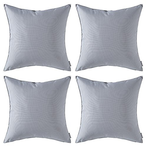 MIULEE 4er Set Outdoor Kissenbezug wasserdichte Kissenbezüge Sofakissen Dekorativ Couchkissen Wetterfeste Kissenhülle Zierkissen Bezug Weich für Sofa Couch Outdoor Garten Balkon 40x40 cm Hellgrau