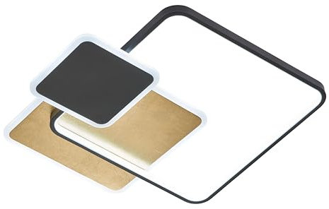 Fischer & Honsel Deckenleuchte, Tomo | sandschwarz/gold| L: 52,5 cm, B: 52,5 cm, A: 7 cm| mit Fernbedienung stufenlos dimmbar| Farbtemperatureinstellung| 1x LED 46 Watt 2700/4000 K| 5500 lm| EEG: F
