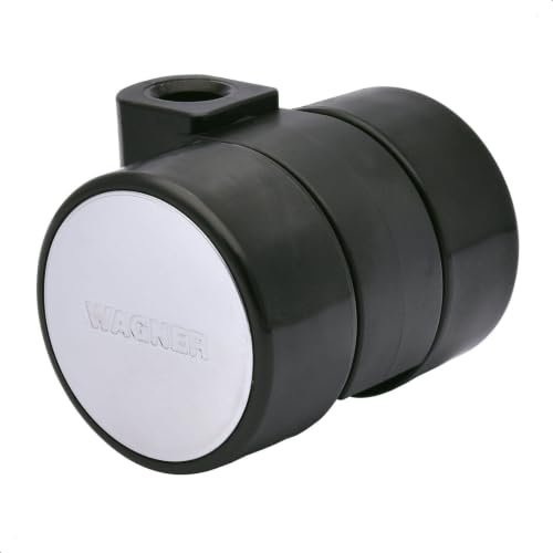 WAGNER Design Möbelrolle/Lenkrolle/Doppelrolle - LOGO - Durchmesser Ø 38 mm, Bauhöhe 40 mm, schwarz, Kappe chrom, Tragkraft 50 kg - Made in Germany - 01010001
