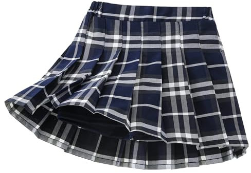 Yealoo Faltenrock Mädchen für Schuluniformen mit Innen-Shorts A Linie Plissierter Skater Röcke