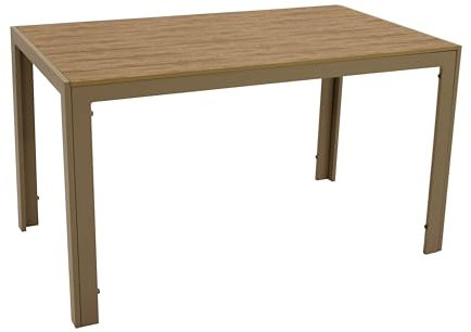 DEGAMO Gartentisch Sorano 70x125cm rechteckig, Gestell Aluminium champagnerfarben, Tischplatte Kunstholz braun, wetterfest, Outdoor