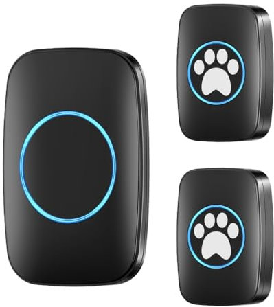 DONGKER Wireless Dog Doorbell,Waterproof Self-Powered Dog Bell with 980feet / 300m Range 60 Chimes 5-Level Volume for Plug in Door Entry Bell suit Small Medium Dog