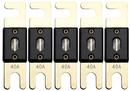 Offgridtec 40A ANL Sicherung Set für 72V DC Systeme, Hochstrom-Streifensicherungen mit Kupferanschlüssen, Niedrigem Kontaktwiderstand, Funken-Schutz, Schraubmontage, DIN43560/1 Zertifiziert, 5er-Pack