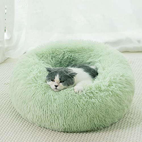 ISCBAFYX Rundes Donut-Bett für Katzen und Hunde - Anti-Angst-Kuscheltier, maschinenwaschbar, hohes Kissen, warme Haustiermöbel für drinnen - Für kleine bis große Haustiere.