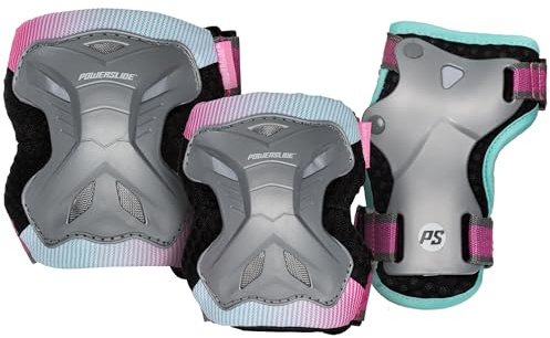 Powerslide Schützer Set, Kids Pro Girls in Grau/Pink für Inline Skates, Roller Skates und Skateboards, Protection, Art. nr.: 906030