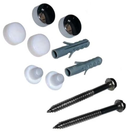 Toilet Pan Screws Stainless Steel - White and Chrome Plated Caps