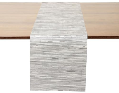 Myir JUN Tischläufer, Tischläufer Modern Tischläufer Abwaschbar Tischläufer Outdoor Wärmeisoliertes PVC für Häuser Restaurants Hotels 30 x 240 cm (Silber)