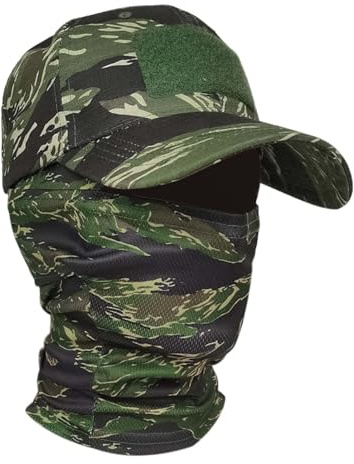 WUODHTW Sturmhaube, Gesichtsmaske, Camouflage, Baseballkappe, taktische Baseballkappe, Sonnenschutz, Sportkappe, Angelmütze, Gesichtsmaske, Tiger Spot Dschungel, Einheitsgröße