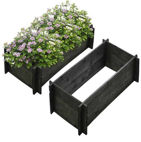 TRUTZHOLM Pflanzbeet Multibox Steckhochbeet 120 x 60 x 30 cm schwarz