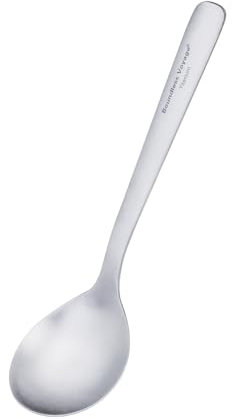iBasingo Cuchara de titanio de 18,1 cm con cuenco grande, de metal, ligera, para camping, duradera, mango largo, cuchara de sopa Ti1068T