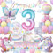 Vajilla para Fiesta de Unicornio, Mariposas 3 Años Fiesta Cumpleaños Niñas, Unicornio Vajilla Cumpleaños Decoracion Incluye Platos Taza Servilletas para 3 Años Cumpleaños 16 Invitados