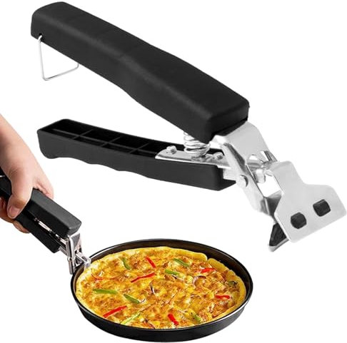 Pinzas para bandeja de pizza de acero inoxidable, pinzas para horno con protección de silicona, pinzas para microondas o para platos calientes