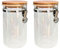 Tradineur - Pack de 2 tarros de vidrio borosilicato con tapa de bambú y cierre metálico, bote hermético, frasco, recipiente para guardar pasta, café, condimentos - 23 x 14 x 10,5 cm - 1400 ml