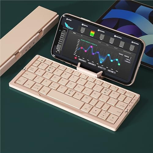 PYRIOLHI Bluetooth Folding Keyboard Connected Tablet Laptop - Office Portable Mobile Phone Wireless keypad(Pink)