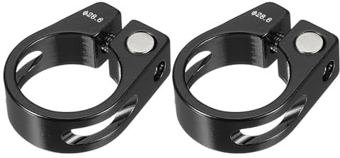 PATIKIL 28.6mm Cycles Bike Seat Post Clamp, 2 Pcs Aluminum Alloy Seat Tube Clip Bike Quick Release Clamp for Mountain Bike Road Bike Gear Track Bike Folding Bike Black