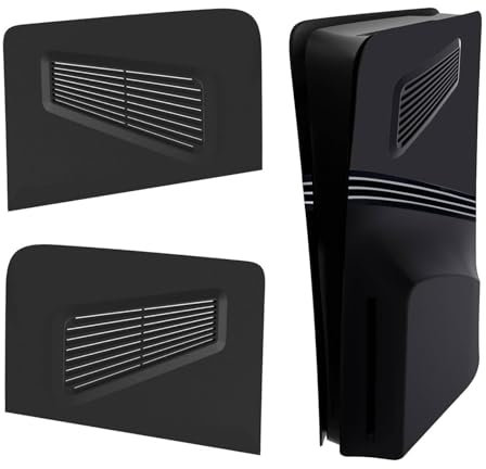 for PS5 Slim Top Cover Plates with Cooling Vents, Replacement Upper Cover Faceplate Cover Side Shell Dustproof Heat Sink ABS Case for PS5 Pro Console Disc and Digital Edition (Black)
