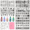 BUDOCI Nail Stamping Set,15 Stück Nail Stamping Plate kit Nägel Stamping Schablonen Platten + Stempel + Schaber + Lagerbeutel für Nagelstempel French Nail Atr Maniküre