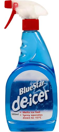 ANGIX 1 x Blue Star De-Icer 500ml Trigger Spray Bottle, Effective Down to -15°C, Melts Ice Fast, Freezer Defrosting Spray & Deicer Car Windscreen Spray for Quick Ice Removal & Enhanced Visibility