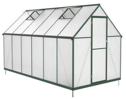 Vente-unique - Serre de Jardin en Polycarbonate et Aluminium - 6 m² - Vert - ASTELIA