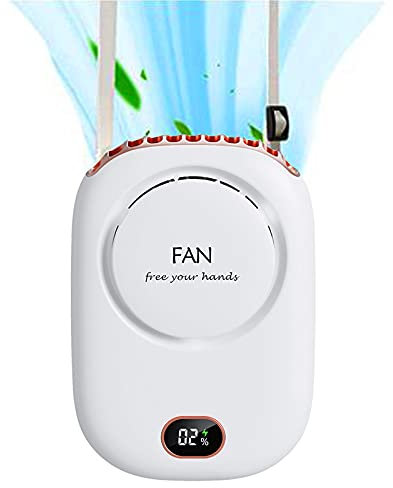 Mini Wearable Personal Fan, Hanging Neck Rechargeable Portable Summer Cooling Fan with Lanyard and Bracket, Powerful 3 Speed 120 Degree Wide-angle Clip on Waist Outdoor Bladeless Small Fans (White)