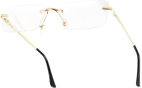 besbomig Gafas de Sol Sin Montura Rectangulares para Mujer Hombre Vintage Lentes de Sol Mujer Gafas Cuadradas Pequeñas para Fiesta Moda con Protección UV400