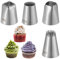 Set di 4 beccucci in acciaio inox per sac à poche grandi, rotondi, a forma di stella, quadrata, con beccuccio, XL, per decorare torte, cupcakes