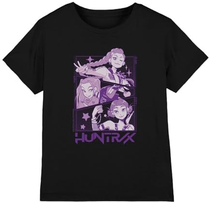 Kpop Demon Hunters Unisex Kids K-pop Demon Hunters - Huntrix Huntr/X Manga Panels Trio Kids T Shirt T-Shirt (Pack of 1)