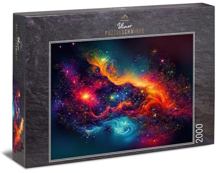 Ulmer Puzzleschmiede - Weltraum-Puzzle „Sternenstaub“ - Effektvolles 2000 Teile Puzzle mit Sternen-Galaxie-Motiv – Puzzlemotiv zu Universum, Kosmos, Fantastische Welten