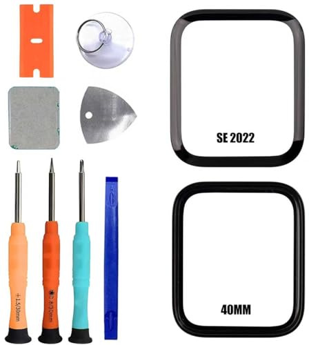 ERYNK Für Apple Watch Series SE (2022) 40MM Display Glas Frontglas Reparatur Replacement Set [mit OCA Kleber] [No LCD Screen] with Werkzeugsatz