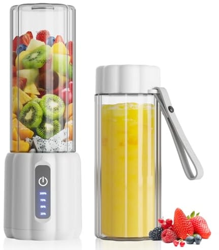 COKUNST Mixeur Portable pour Shakes et Smoothies, 22000 TR/min Puissant avec 6 Lames, 500 ml Mini Blender avec Couvercle de Voyage pour Cuisine, Salle de Sport, Bureau