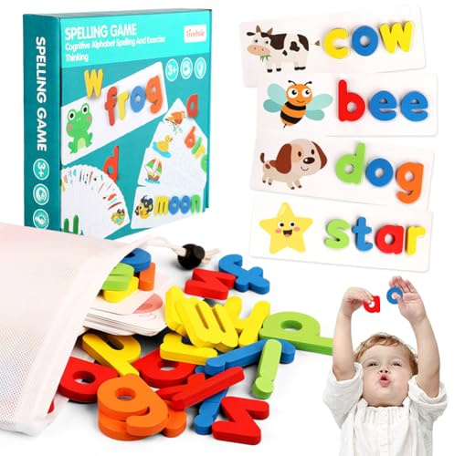Buchstaben Lernen Lernspiele, Vorschule Montessori Spielzeug, Vorschule Buchstaben Spiele ab 3 Jahre, Schulanfänger 1. Klasse Geschenk Einschulung für Kinder Mädchen Junge