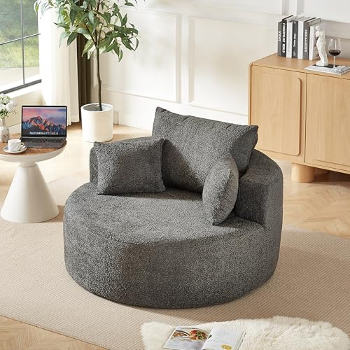 HAUSPROFI Einzelsessel, 127x85cm Schlafsessel aus 2 Kissen, Keine Montage erforderlich, Boneless Sofa für Wohnzimmer, Schlafzimmer, Lounge und Vorführraum (Grau, 127x85cm)
