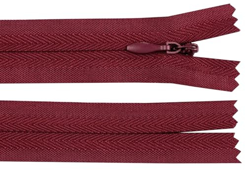 cyclingcolors 2x Cerniera invisibile N°3 30 cm – chiusura lampo in poliestere con cursore, estremità aperta, per cucito sartoria abbigliamento giacche cappotti – bordeaux