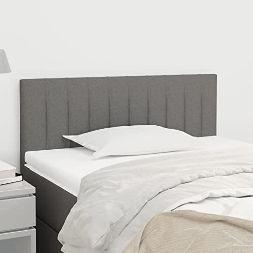 Holamys Dunkelgraues Stoff-Kopfteil, gepolstert für Bettgestelle, höhenverstellbar, 80x5x78/88 cm, Robustes Bett-Accessoire mit stabilen Holzbeinen, Einzelteil