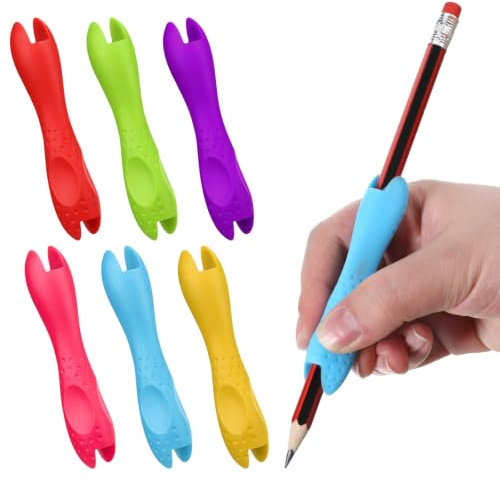 Yuanchu 6 Silikon Grips Stiftehalter, Griffhalter Bleistift Schreibhilfe | Bleistift Griffe, doppelseitiger Anti-Rutsch-Halter zum Schreiben und Zeichnen, universell passend