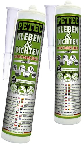PETEC 2x 94529 Glas-Metall-Klebstoff | 2x 94529, PETEC Kleben & Dichten, Weiss, 290ML,