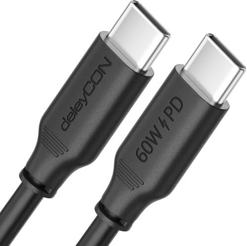 deleyCON 1,5m USB-C Kabel PD3.0 60W Schnellladekabel - Schwarz
