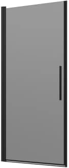 Elba Porte de douche 90 cm ouverture battante avec profils noir mat et verre de 6 mm fumé H195